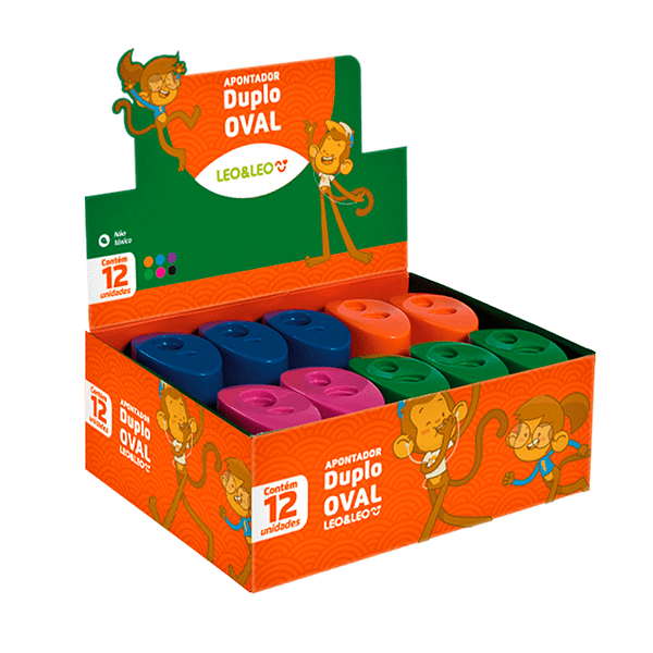 Apontador Duplo Oval C/Deposito Caixa C/12 Und