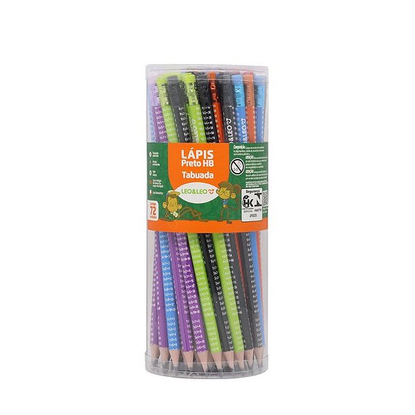 Lápis Grafite Hb Tabuada C/Borracha Pote/72 Und