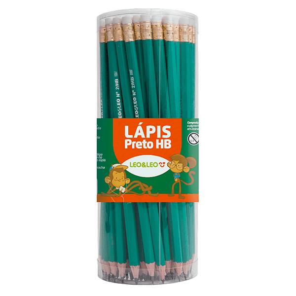 Lápis Grafite Hb Verde Sextavado/Borracha Pote/72 Und