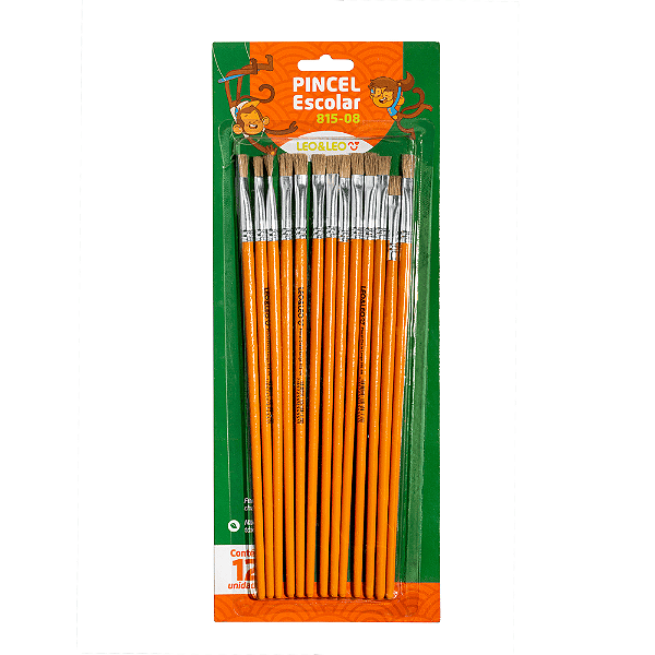 Pincel Escolar Chato Cabo Longo Ref.815-08 Pct/12