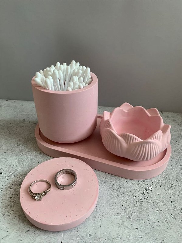 Kit 3 Molde Silicone Bandeja Oval Pote Liso Flor Lotus R55