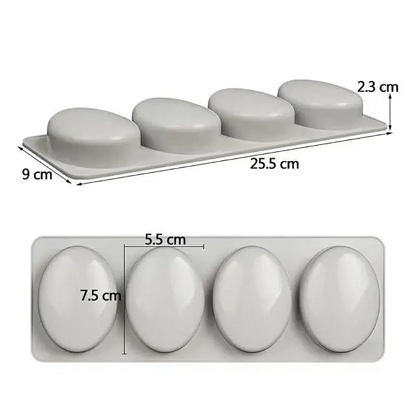 Molde Forma Silicone Sabonete Oval 4 Cavidades F10