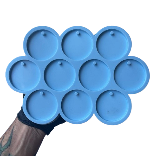 Molde Silicone Redondo C Furo 5cm M35 10 Cav Resina