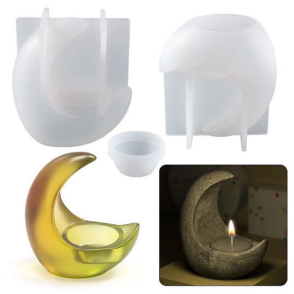 Molde Silicone Suporte Vela Lua Sabonete Decora Casa M18
