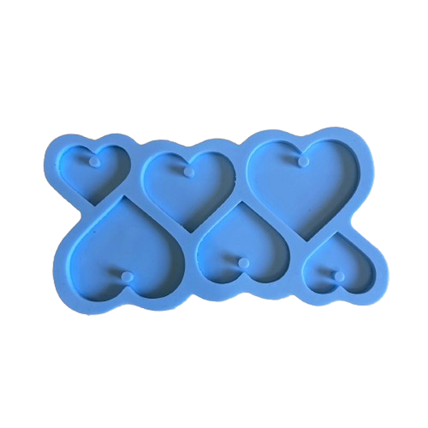 Molde Silicone 6 Corações 3/4/5cm Resina M44 Pingentes Decor