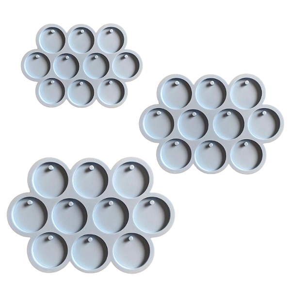 Kit 3 Molde Silicone 3 4 5cm C Furo Resina 30 Cavidade R4