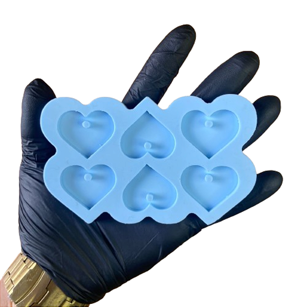 Molde Silicone Coração C Furo 3,5x3cm M113 Resina Chaveiro