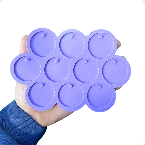 Molde Silicone 10 Bolinha 4cm Resina 3mm Pingente Brinco A3