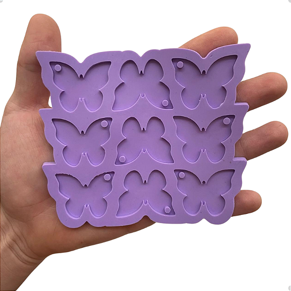 Molde Silicone 9 Borboleta 3cm Resina 3mm Pingente Brinco A8
