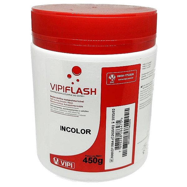 Resina Acrílica Auto Pó 450g Incolor Vipi Flash