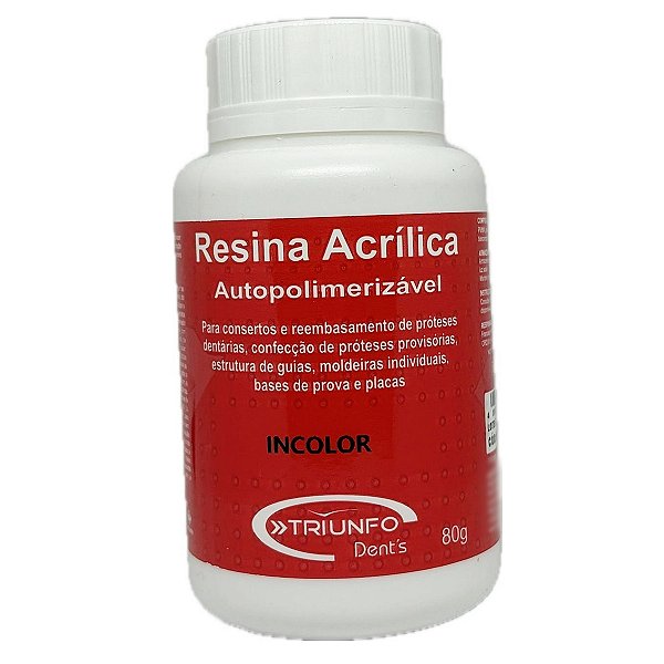 Resina Acrílica Auto Pó Incolor 80g Triunfo