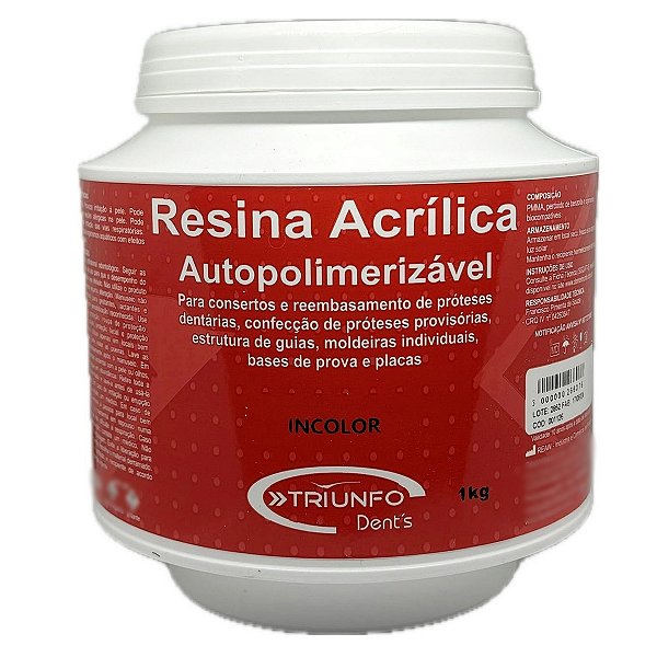 Resina Acrílica Auto Pó Incolor 1 kg Triunfo