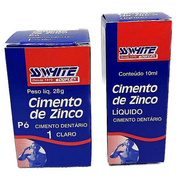 Kit Cimento de Zinco Pó Claro 28g + Líquido 10ml SSWHITE