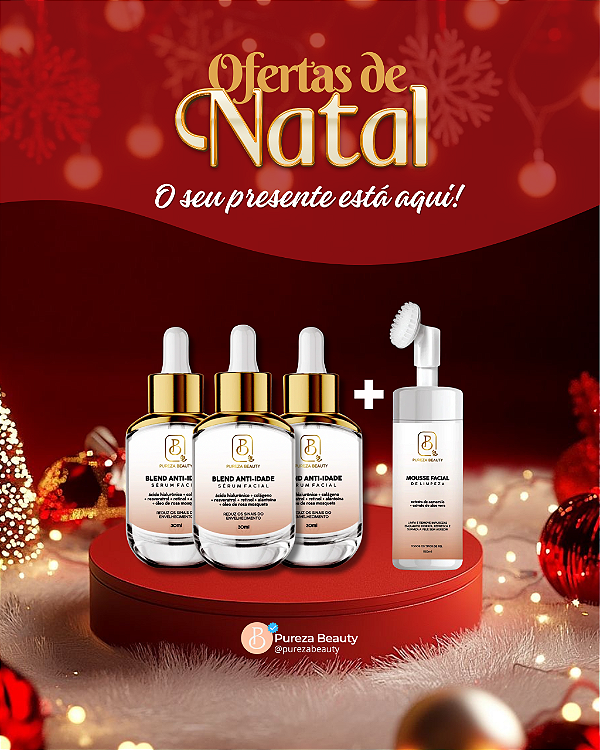 Kit Sérum Facial Blend Anti-Idade 30ml - Pague 2 e Leve 3 + Brinde Espuma