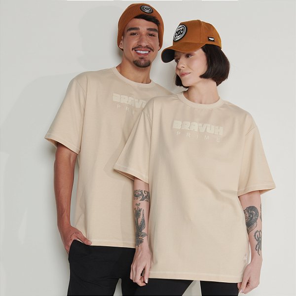 Camiseta Over Bege Confort Prime