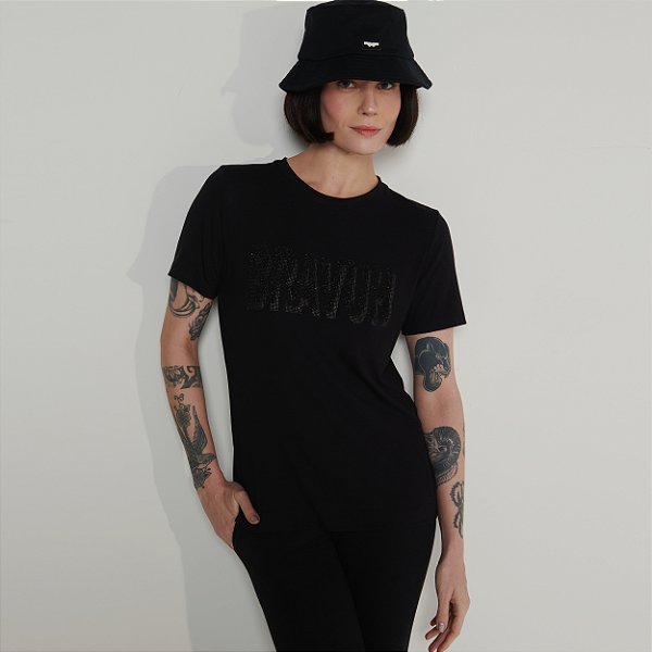 Camiseta Feminina Preta Brilho
