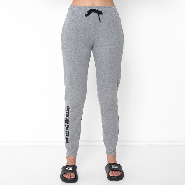Calça Moletom Feminina Cinza Mescla