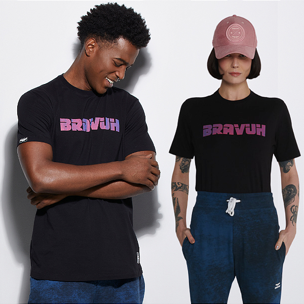 Camiseta Preta Estampa Holográfica Confort Prime