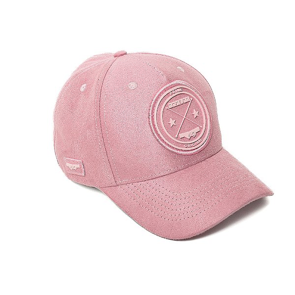 Boné Aba Curva Rosa de Suede com Brasão