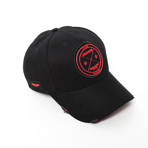 Boné Aba Curva Preto de Brim com Brasão