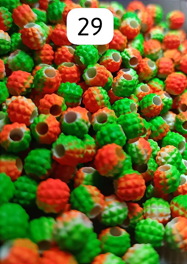 Miçanga do Lek - Abacaxi Laranja/Verde