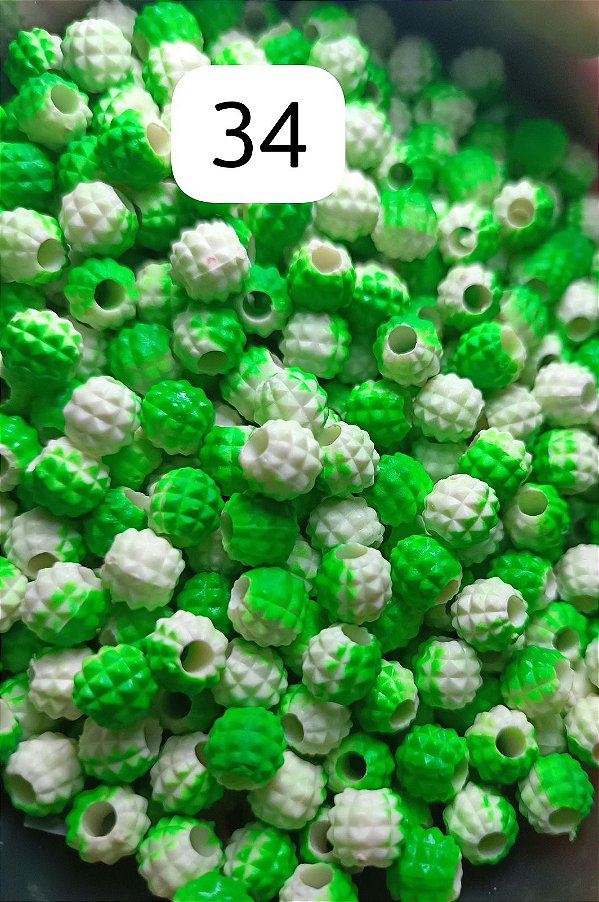 Miçanga do Lek - Abacaxi verde/branco
