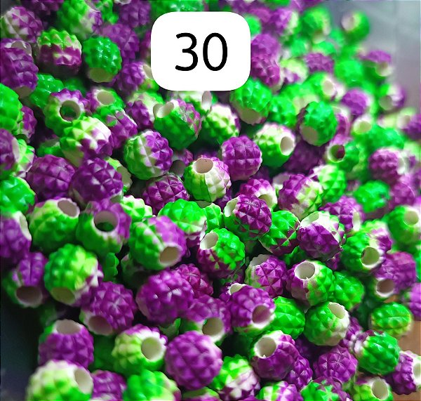 Miçanga do Lek - Abacaxi verde/roxo