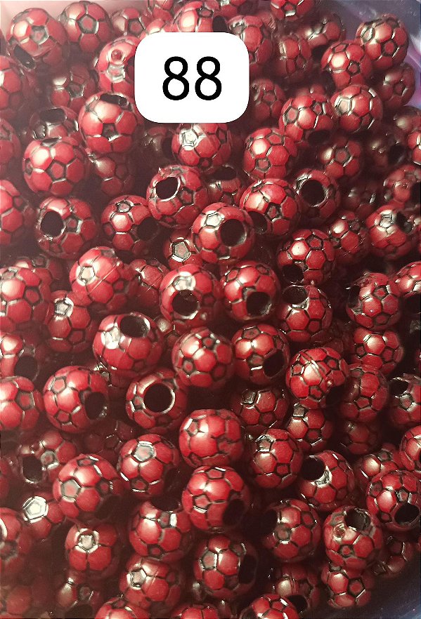 Miçanga do Lek - Bola de futebol Vermelho Brilhante