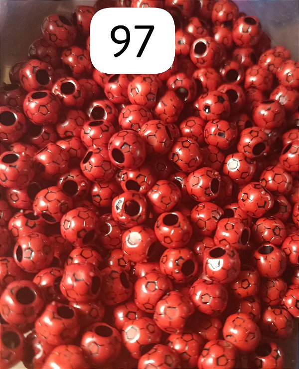 Miçanga do Lek - Bola de Futebol Vermelho Cereja