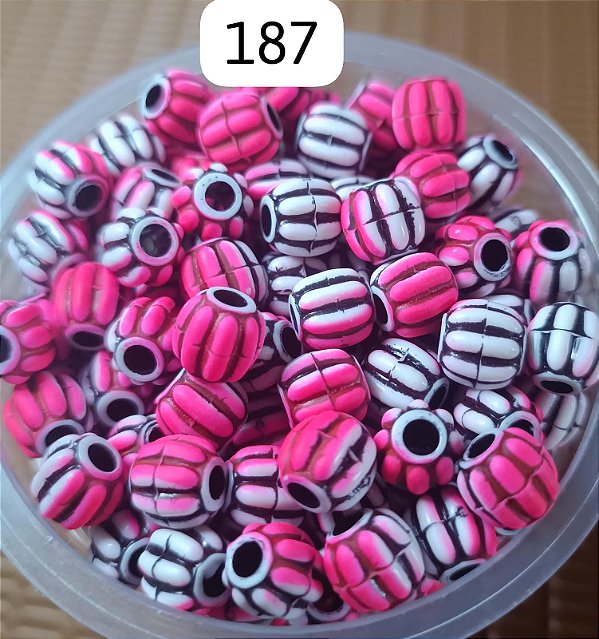 Miçanga do Lek - Pitanga Rosa/branco