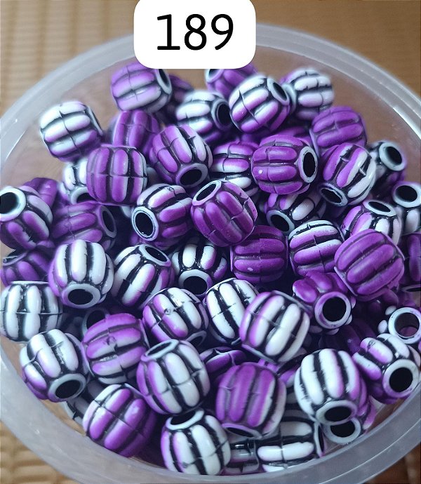 Miçanga do Lek - Pitanga Roxo/Branco