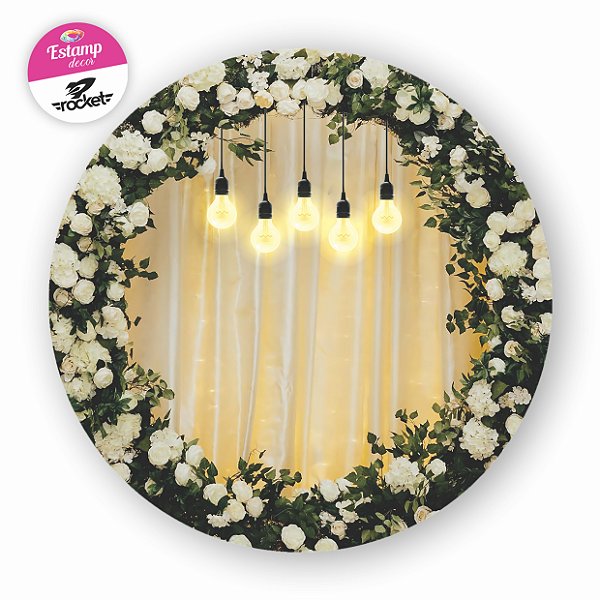 Painel FLORAL LUZES redondo, em Tecido Premium 3D!!