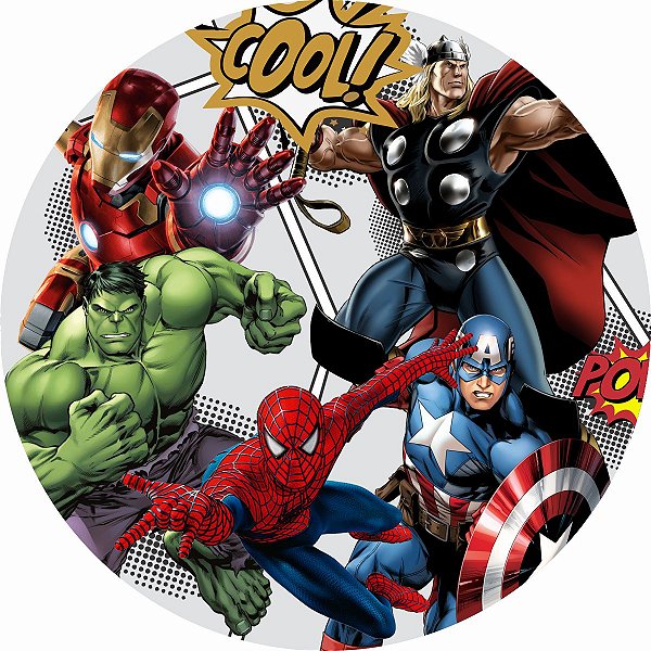 Painel de Festa, VINGADORES  redondo, em Tecido Premium 3D!!