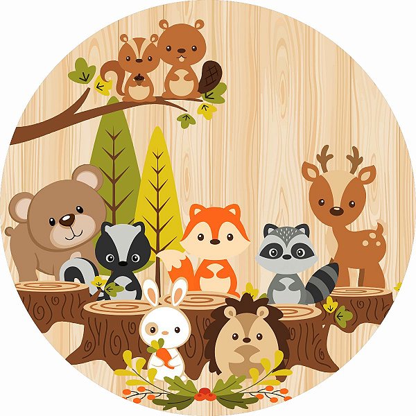 Paindel de festa BOSQUE ENCANTADO  redondo, em Tecido Premium 3D!!