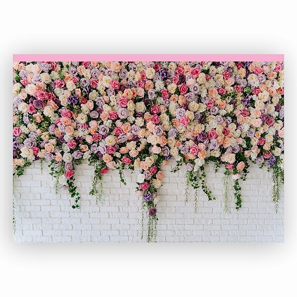 Painel retangular PAREDE FLORAL com passa varão