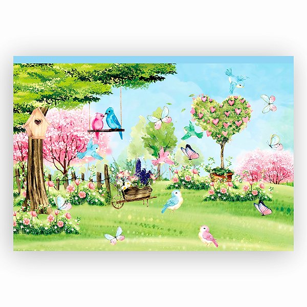 Painel retangular JARDIM com passa varão