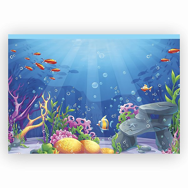 Painel retangular FUNDO DO MAR com passa varão