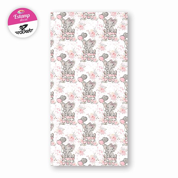 PAINEL RETANGULAR VERTICAL ELEFANTE ROSA