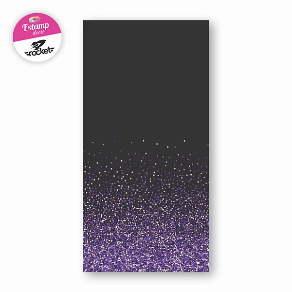PAINEL RETANGULAR VERTICAL PRETO COM GLITTER LILÁS