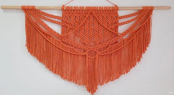 Painel em Macramê Laranja