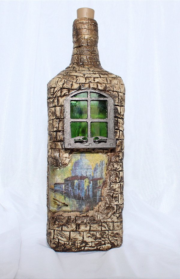 Garrafa Luminária de Vidro