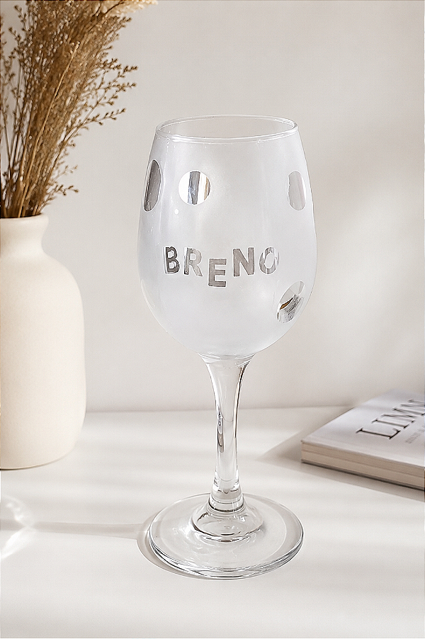 Taça Vinho Jateado com Nome