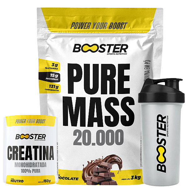 PURE MASS 20.000 3KG + CREATINA 150G + COQUETELEIRA 700ML