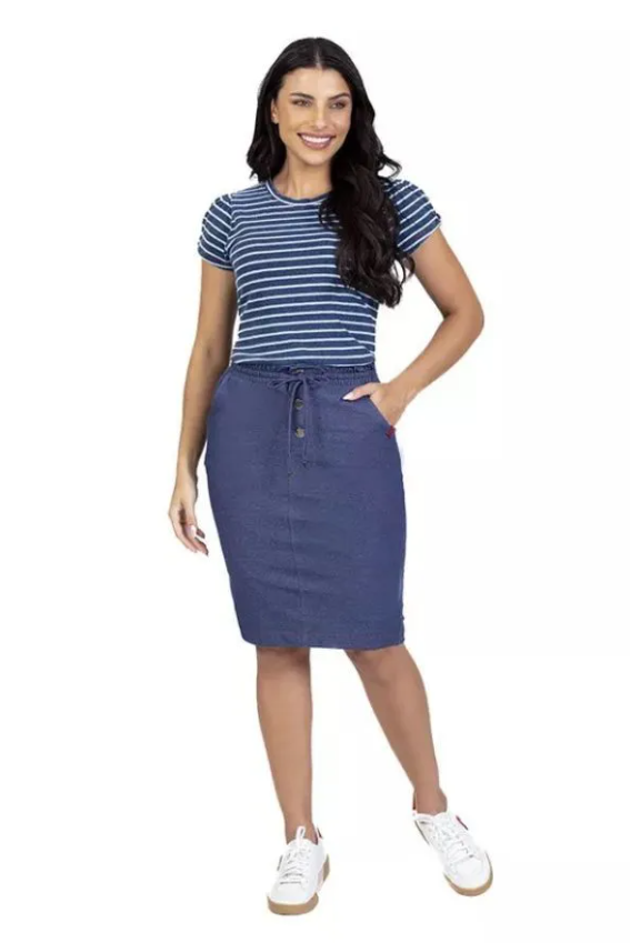 Conjunto Olivia Azul Marinho Em Malha Jeans Hapuk