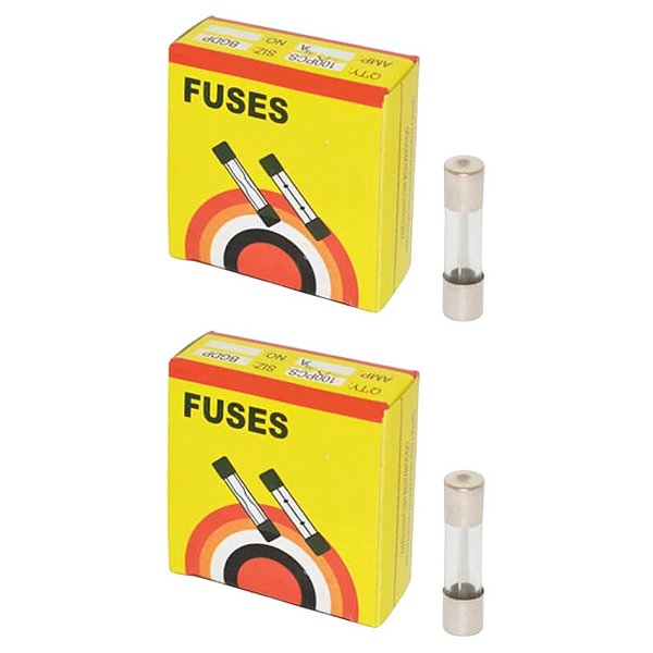 100 Peças na Caixa Fusível 6x30 Vidro 7A 250V