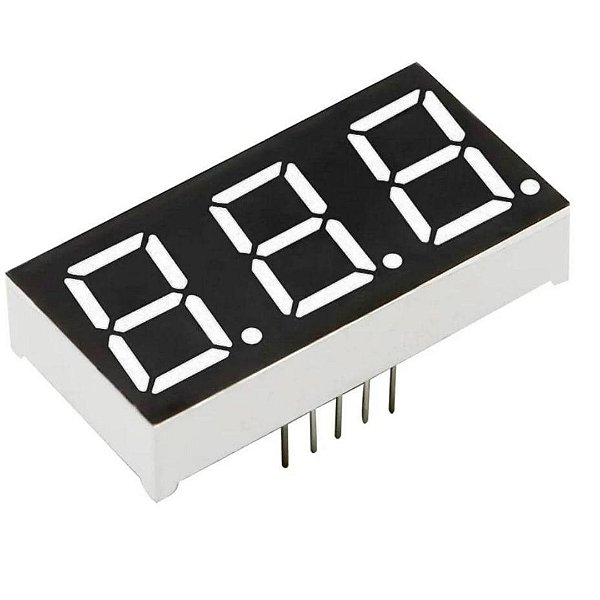 Display LED 7 Segmentos 3 Dígitos Branco 5631AW Terminal 5mm Catodo Comum
