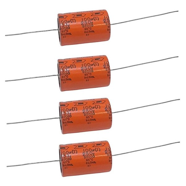 Capacitor Axial 100uF 250V 85°C Eletrolítico Siemens 25x39mm