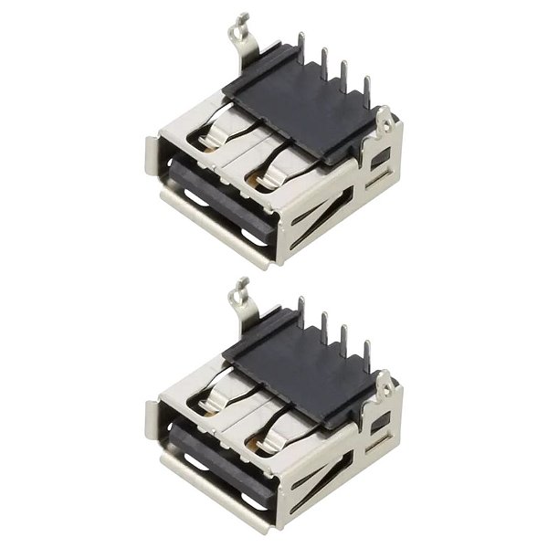 Amphenol UE27-AC54-100 Conector USB-A 2.0 Fêmea 4 Pinos 90 Graus