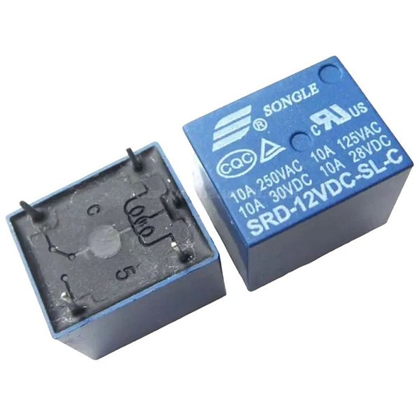 Relé Eletromecânico Songle SRD-12VDC-SL-C 12V 10A SPDT Azul
