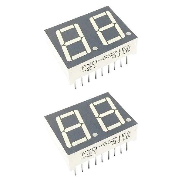 FYD-5621ES-21 Display LED 2 Dígitos 7 Segmentos Vermelho Cátodo Comum